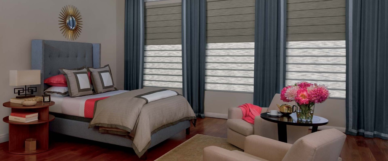 Custom Bedding, Drapes, and Vignette® Modern Roman Shades